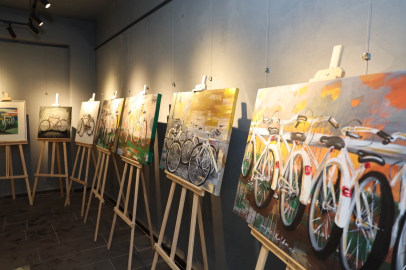 Kayseri Talas'ta sanat ve bisiklet buluşması